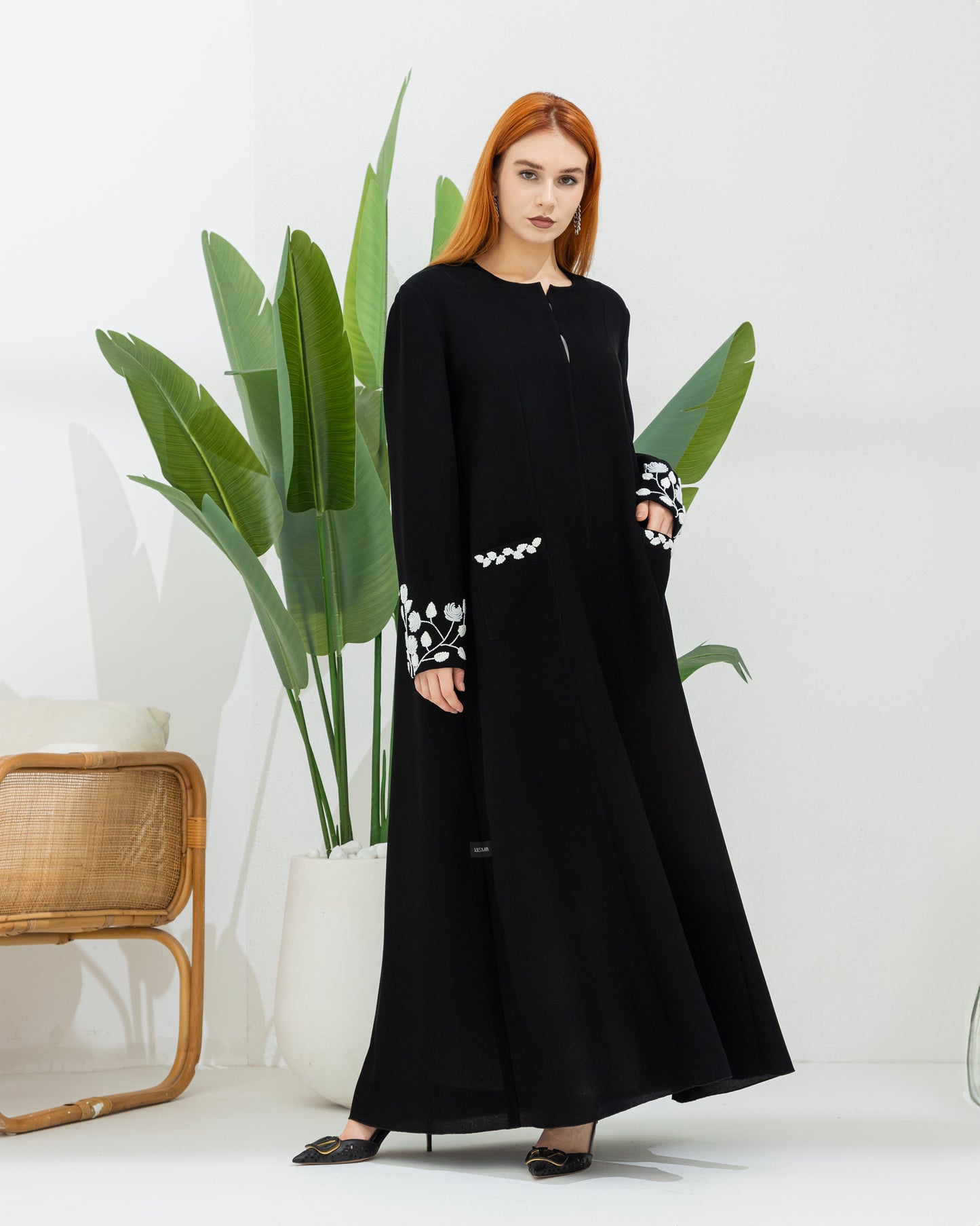 White Embroidery Abaya Design