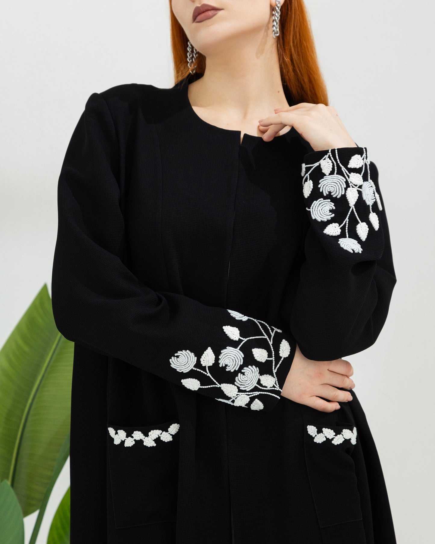 White Embroidery Abaya Design