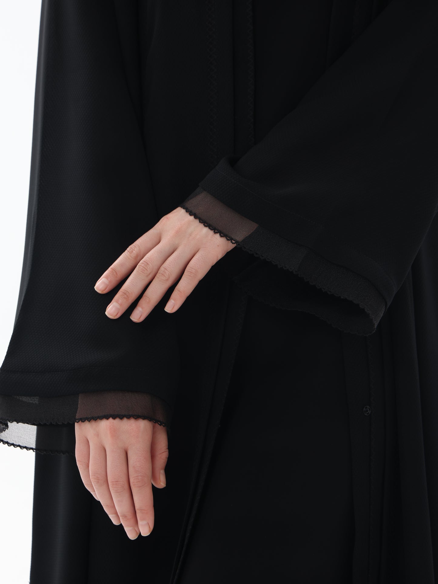 Abaya with Embroidery and Organza Mix