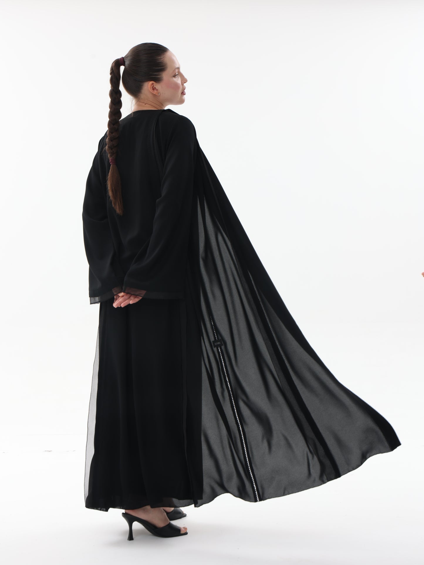 Abaya with Embroidery and Organza Mix
