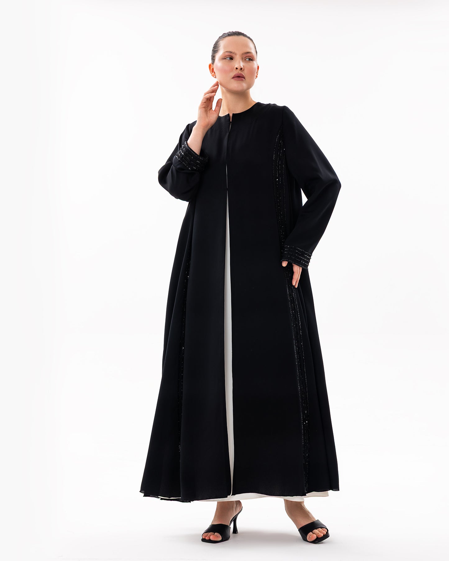 Jasmin Bead Work High-Neck Abaya