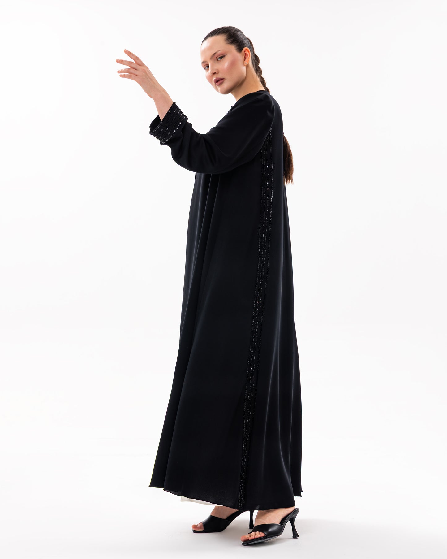 Jasmin Bead Work High-Neck Abaya