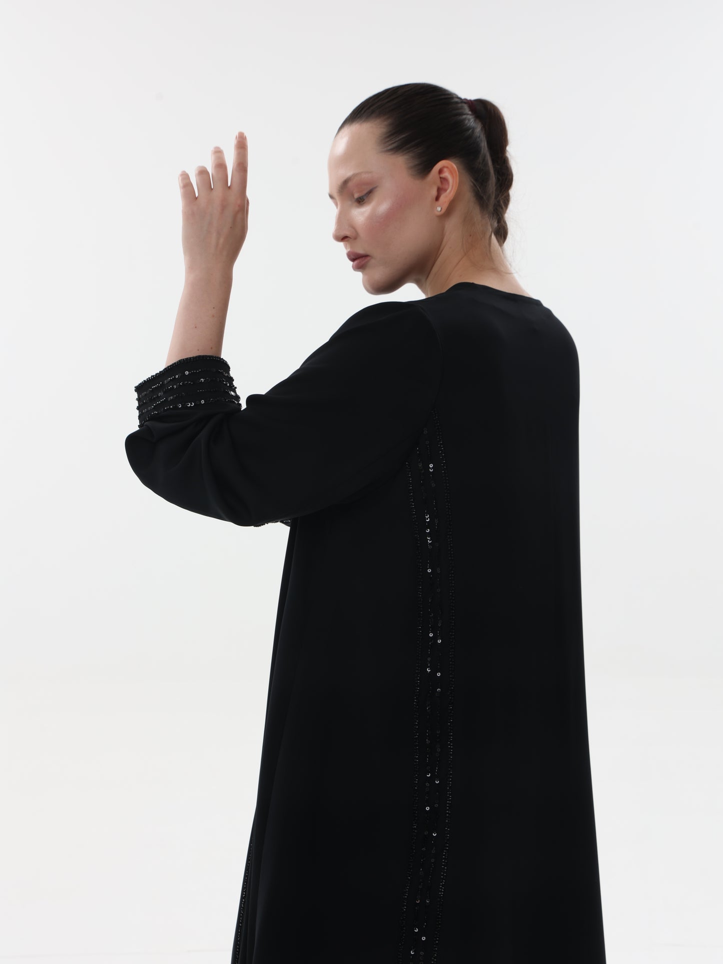 Jasmin Bead Work High-Neck Abaya